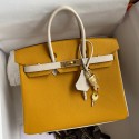 Best Hermes HSS Birkin 25 Bicolor Bag in Jaune d'or and Craie Epsom Calfskin JM253LC65