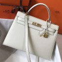 Best Hermes Kelly 32cm Bag In White Epsom Leather GHW JM1212YF21