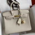 Cheap Hermes Birkin 25 Retourne Handmade Bag In Craie Epsom Calfskin JM1514vK93