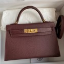 Cheap Hermes Kelly Mini II Sellier Handmade Bag In Bordeaux Epsom Calfskin JM1216vK93