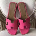 Cheap Hermes Oran Sandals In Rose Red Epsom Leather JM739zS17