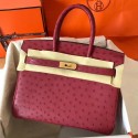 Copy Hermes Birkin 30 Handmade Bag In Ruby Ostrich Skin JM501pg57