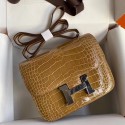 Copy Hermes Constance 24 Handmade Bag In Light Brown Alligator Crocodile Skin JM1186it96