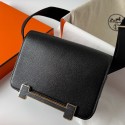 Copy Hermes Geta Handmade Bag In Black Chevre Mysore Leather JM978Wq19