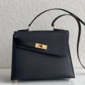 Copy Hermes Kelly En Desordre 20 Handmade Bag In Black Epsom Calfskin JM410Kl59