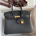 Designer Hermes Birkin 25 Handmade Bag In Black Clemence Leather JM1443SU34