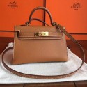 Fake Best Hermes Kelly Mini II Handmade Bag In Gold Epsom Leather JM305HE81