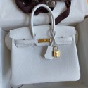 Fake Hermes Birkin 25 Retourne Handmade Bag In White Clemence Leather JM1071UI88