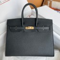 Fake Hermes Birkin 25 Sellier Handmade Bag In Black Epsom Calfskin JM1742fJ59