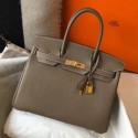 Fake Hermes Birkin 30cm Bag In Taupe Clemence Leather GHW JM364tr16