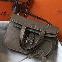 Fake Hermes Halzan 31cm Bag In Taupe Clemence Leather JM511aX74