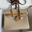 Fake Hermes HSS Birkin 25 Bicolor Bag in Trench and Gold Epsom Calfskin JM844IZ26