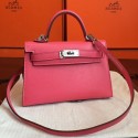 Fake Hermes Kelly Mini II Handmade Bag In Rose Lipstick Chevre Leather JM1703aX74