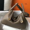 Fake Hermes Lindy 30cm Bag In Taupe Clemence Leather GHW JM1407Jf64