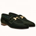 Fake Hermes Paris Loafers In Dark Green Velvet JM475UI88
