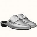 Fake Hermes Trocadero Mules In Silver Nappa Leather JM1397Bp55