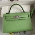 Fashion Hermes Kelly Mini II Sellier Handmade Bag In Vert Criquet Chevre Mysore Leather JM216UE80