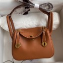 Fashion Hermes Mini Lindy Handmade Bag In Gold Swift Leather JM1408UE80