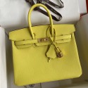 First-class Quality Hermes Birkin 25 Retourne Handmade Bag In Lime Epsom Calfskin JM274Kv15