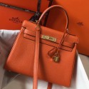 First-class Quality Hermes Kelly 28cm Bag In Orange Clemence Leather GHW JM958vx69