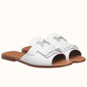 Hermes Auteuil Sandals In White Calfskin JM116tZ32
