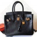Hermes Birkin 25 Handmade Bag In Black Swift Leather JM631zN56