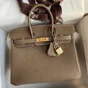 Hermes Birkin 25 Handmade Bag In Taupe Clemence Leather JM1732uU16