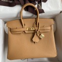 Hermes Birkin 25 Retourne Handmade Bag In Biscuit Epsom Calfskin JM1973tu77