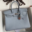 Hermes Birkin 25 Retourne Handmade Bag In Blue Lin Epsom Calfskin JM426bT70