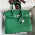 Hermes Birkin 25 Retourne Handmade Bag In Vert Vertigo Clemence Leather JM1413mx92