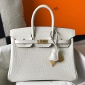 Hermes Birkin 25cm Bag In White Embossed Crocodile Leather JM1757Nr89