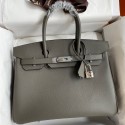 Hermes Birkin 30 Retourne Handmade Bag In Etain Epsom Calfskin JM1924Np64