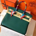 Hermes Birkin 35 Handmade Bag In Malachite Clemence Leather JM1290Up15