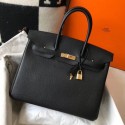 Hermes Birkin 35cm Bag In Black Clemence Leather GHW JM285ot89