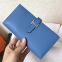Hermes Blue Jean Epsom Bearn Gusset Wallet JM766Bo39