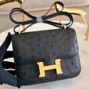 Hermes Constance 18 Handmade Bag In Black Ostrich Leather JM1783zR31