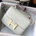 Hermes Constance 24cm Bag In White Embossed Crocodile JM1426ZP49