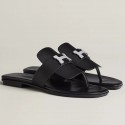 Hermes Galerie Sandals In Black Calfskin JM2071eL18