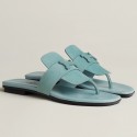 Hermes Galerie Sandals In Vert D'eau Suede Leather JM1163us64