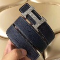 Hermes H Belt Buckle & Noir Clemence 32 MM Strap JM1032Hk55