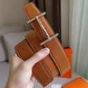 Hermes H d'Ancre Reversible Belt In Gold/Red Epsom Leather JM2091zd42