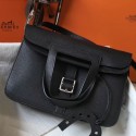 Hermes Halzan 31cm Bag In Black Clemence Leather JM1010tZ32