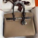 Hermes HSS Birkin 30 Bicolor Bag in Taupe and Black Epsom Calfskin JM211xJ94