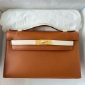 Hermes HSS Kelly Pochette Bicolor Bag in Gold and Craie Swift Calfskin JM345dW15
