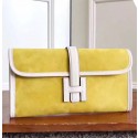 Hermes Jige Elan 29 Clutch In Yellow Suede Calfskin JM330Sy67