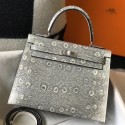 Hermes Kelly 25cm Handmade Bag In Ombre Embossed Natural Lizard JM212Xy49