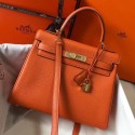 Hermes Kelly 25cm Retourne Bag In Orange Clemence Leather JM1711mx92