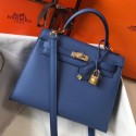 Hermes Kelly 25cm Sellier Bag In Agate Blue Epsom Leather JM13MV77