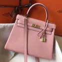 Hermes Kelly 28cm Bag In Pink Clemence Leather GHW JM897yC28