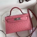 Hermes Kelly Mini II Handmade Bag In Terre Cutie Ostrich Leather JM828Wx63